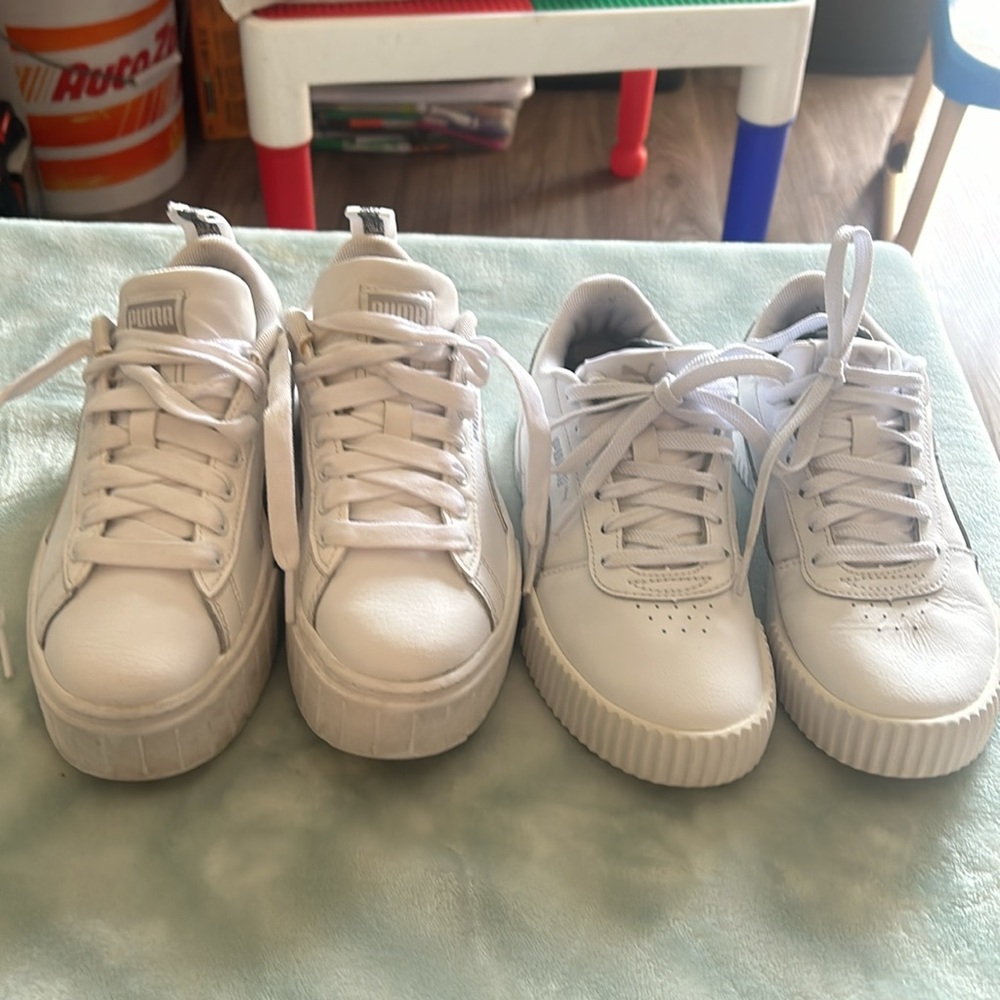 White and silver puma shoes 2 pair size 3 - Picture 2 of 5